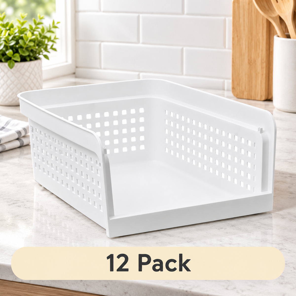 Open-Front Stackable Storage Bin