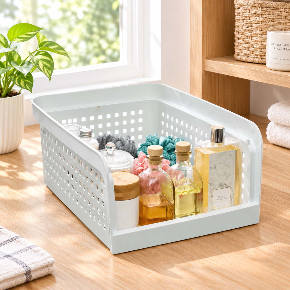 Open-Front Stackable Storage Bin