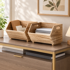 2-Piece Stackable Wood Storage Bins