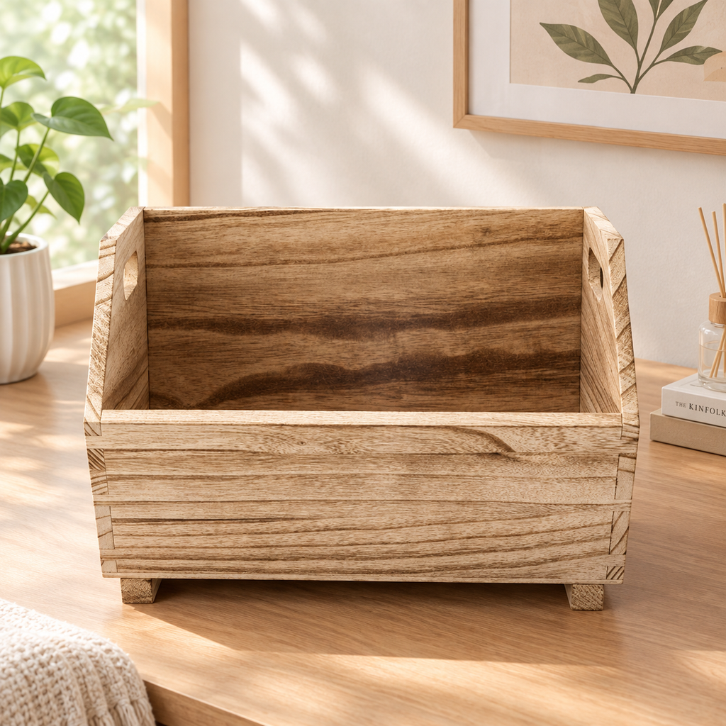2-Piece Stackable Wood Storage Bins