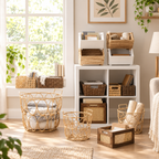 2-Piece Stackable Wood Storage Bins